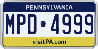 PA license plate MPD4999
