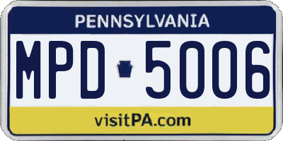 PA license plate MPD5006