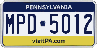 PA license plate MPD5012