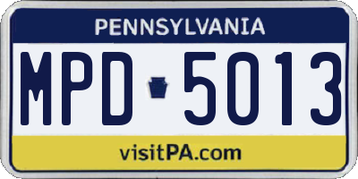 PA license plate MPD5013