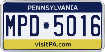 PA license plate MPD5016