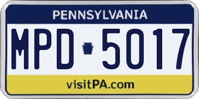 PA license plate MPD5017