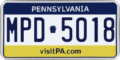 PA license plate MPD5018