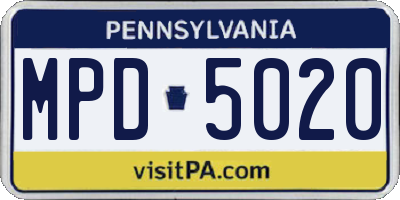 PA license plate MPD5020