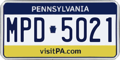 PA license plate MPD5021