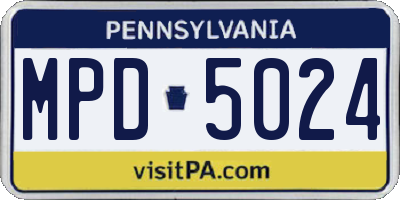 PA license plate MPD5024