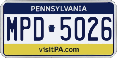 PA license plate MPD5026