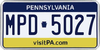 PA license plate MPD5027