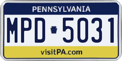 PA license plate MPD5031