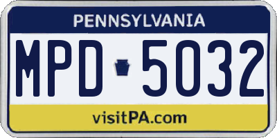 PA license plate MPD5032