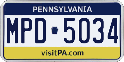 PA license plate MPD5034