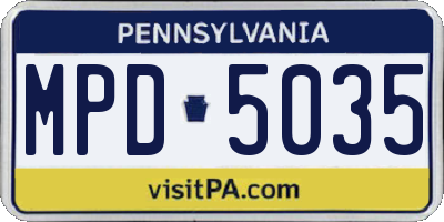 PA license plate MPD5035
