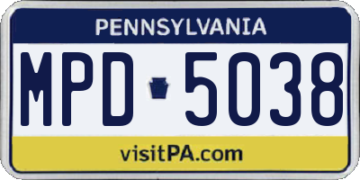 PA license plate MPD5038