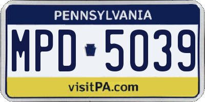 PA license plate MPD5039