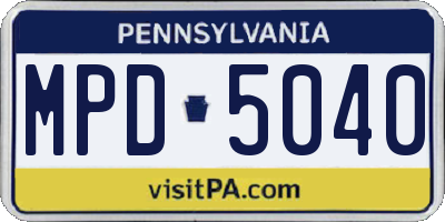 PA license plate MPD5040