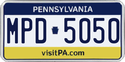 PA license plate MPD5050
