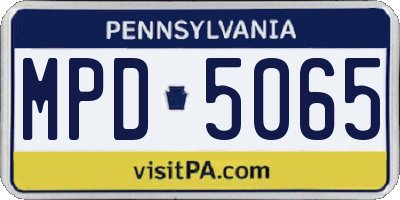 PA license plate MPD5065