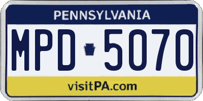 PA license plate MPD5070
