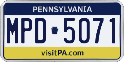 PA license plate MPD5071