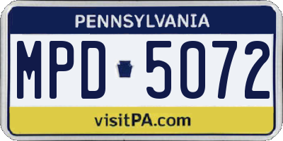 PA license plate MPD5072