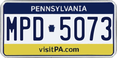 PA license plate MPD5073