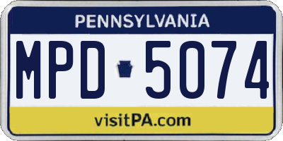 PA license plate MPD5074
