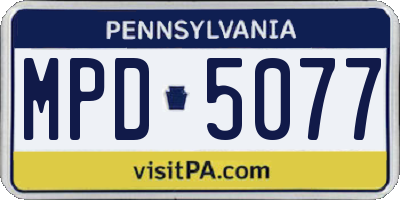 PA license plate MPD5077