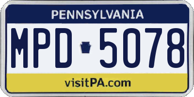 PA license plate MPD5078