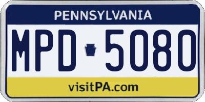 PA license plate MPD5080