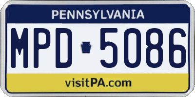 PA license plate MPD5086
