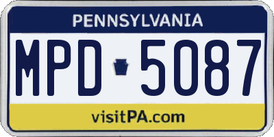 PA license plate MPD5087