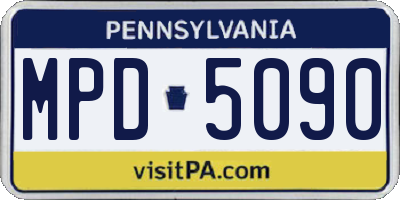 PA license plate MPD5090