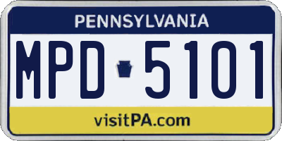 PA license plate MPD5101