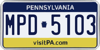 PA license plate MPD5103