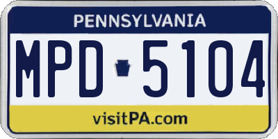 PA license plate MPD5104