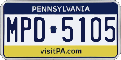 PA license plate MPD5105
