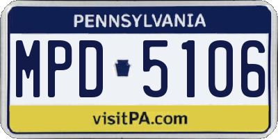PA license plate MPD5106