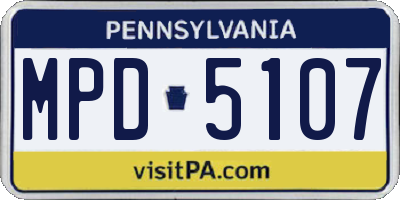 PA license plate MPD5107
