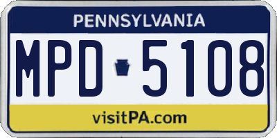PA license plate MPD5108