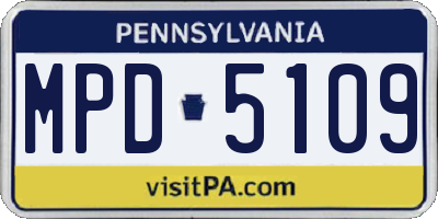 PA license plate MPD5109
