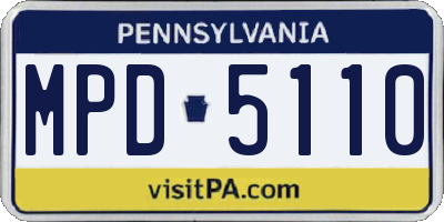 PA license plate MPD5110