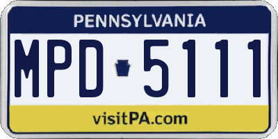 PA license plate MPD5111