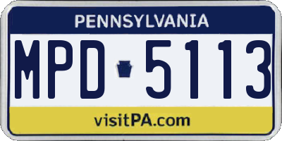 PA license plate MPD5113
