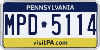PA license plate MPD5114
