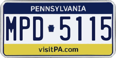 PA license plate MPD5115
