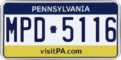 PA license plate MPD5116