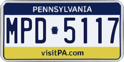 PA license plate MPD5117