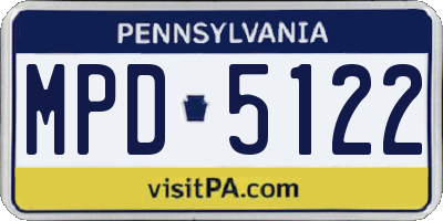 PA license plate MPD5122