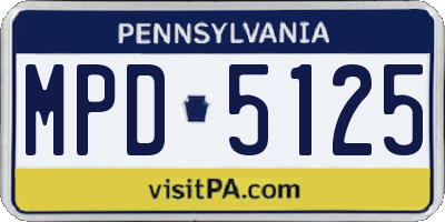 PA license plate MPD5125