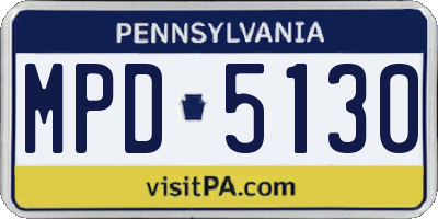 PA license plate MPD5130